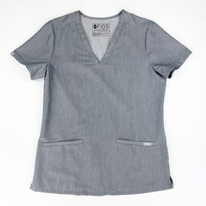 Figs Technical Collection Casma V Neck Short Sleeve 3 Pocket Scrub Shirt Top